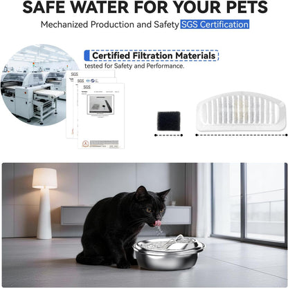 Cat Water Fountain Filters,  Replacement Filters Carbon, Resin Filter ONLY for D30 67Oz/2L Automatic Cat Fountain Dog Water Dispenser, 4 Filtration System (6 PCS Filters）