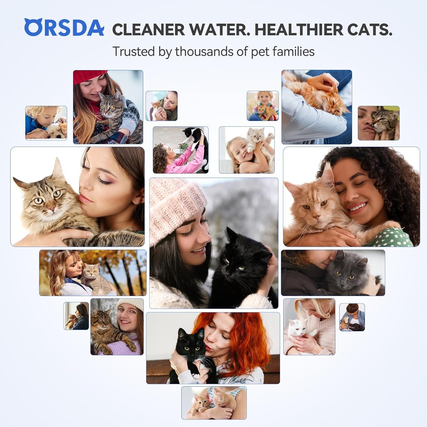 Cat Water Fountain Filters,  Replacement Filters Carbon, Resin Filter ONLY for D30 67Oz/2L Automatic Cat Fountain Dog Water Dispenser, 4 Filtration System (6 PCS Filters）