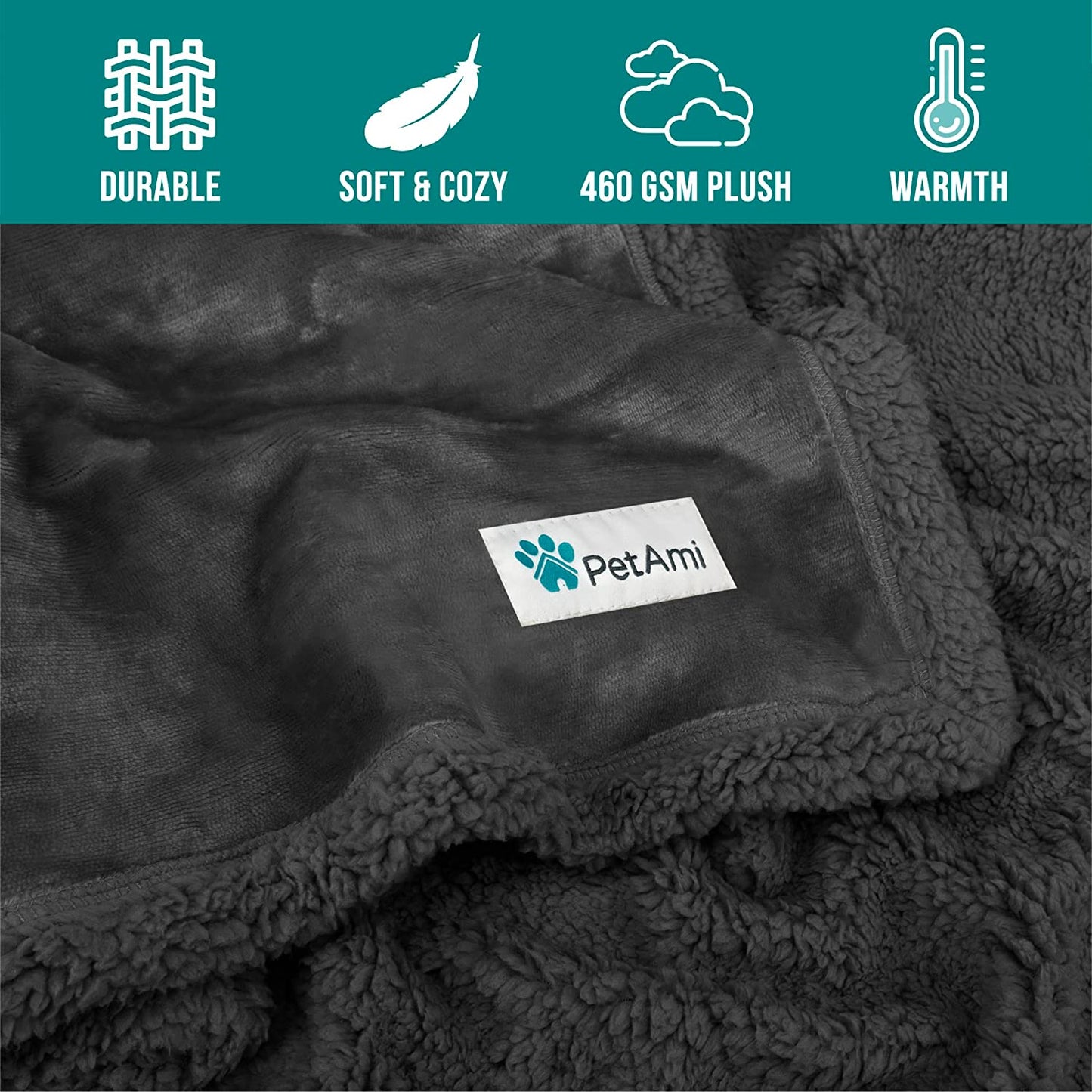 Dog Blanket for Small Medium Dogs Cats Puppies Kittens, Soft Sherpa Fleece Pet Blanket Throw, Reversible Plush Couch Cover Protector Crate Carrier Chair Machine Washable, 40X29, Solid Dark Gray