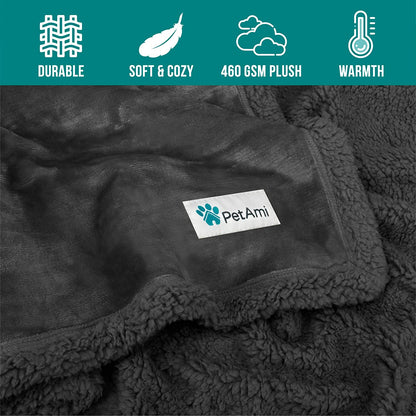 Dog Blanket for Small Medium Dogs Cats Puppies Kittens, Soft Sherpa Fleece Pet Blanket Throw, Reversible Plush Couch Cover Protector Crate Carrier Chair Machine Washable, 40X29, Solid Dark Gray